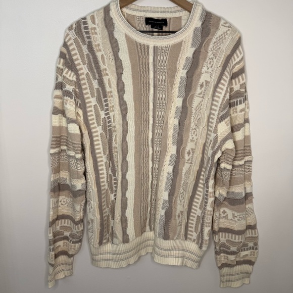 Cotton On Other - Cotton On Garments Coogi Style Men’s Size Large Tan Sweater Casual 3D Knit